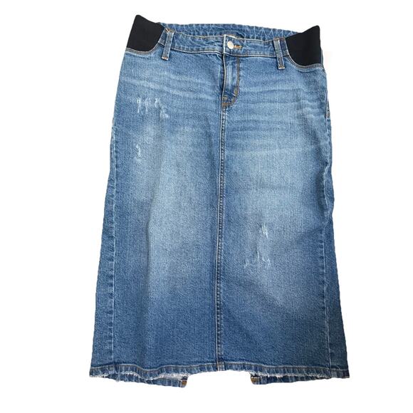 NWT ISABEL Women’s Maternity Denim Comfort Stretch Straight Midi Skirt Size 4 - Picture 1 of 8